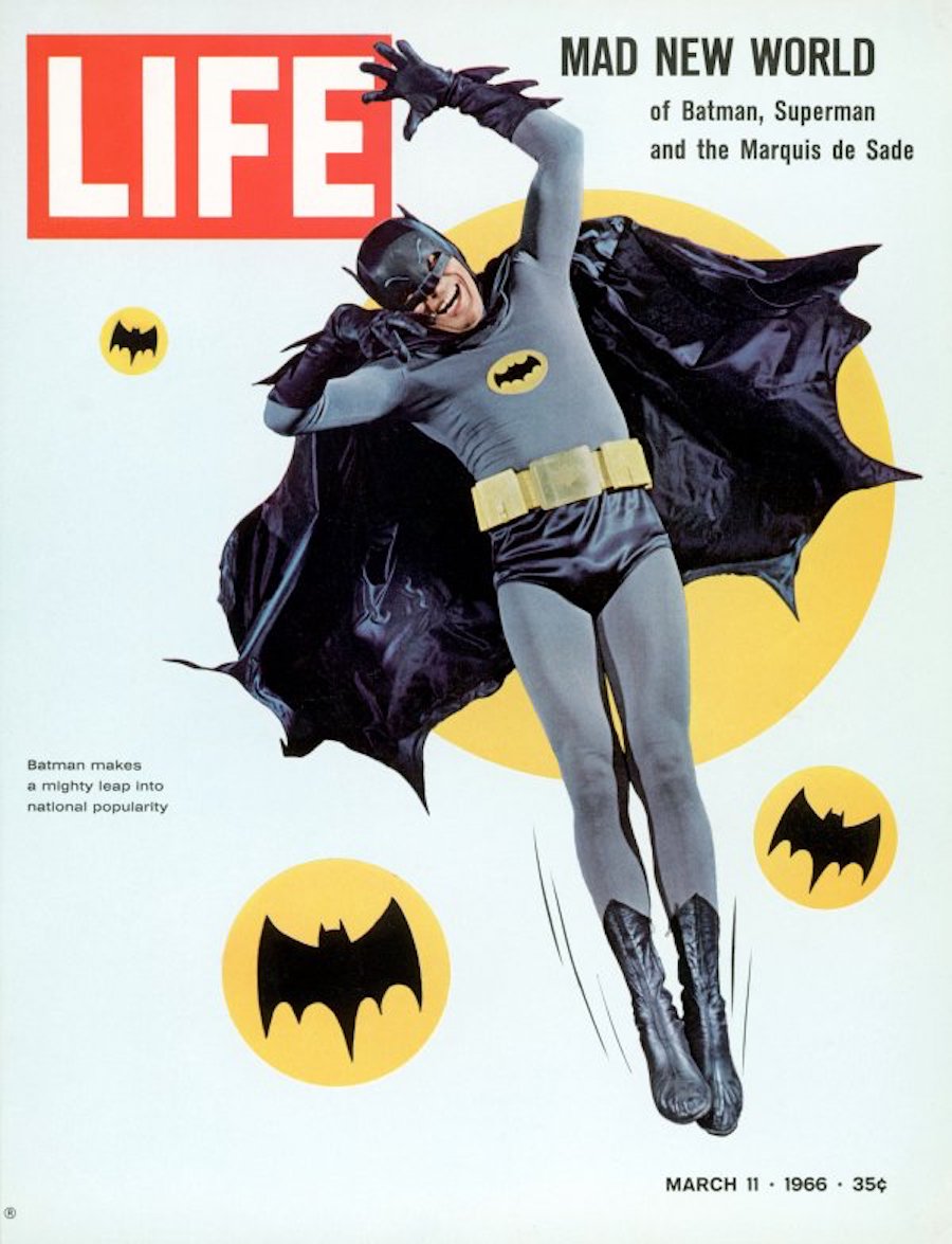 Used LIFE 3-11-1966 cover of Adam West as superher