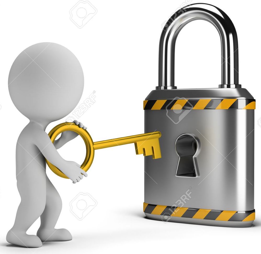 3d small people - opens the lock