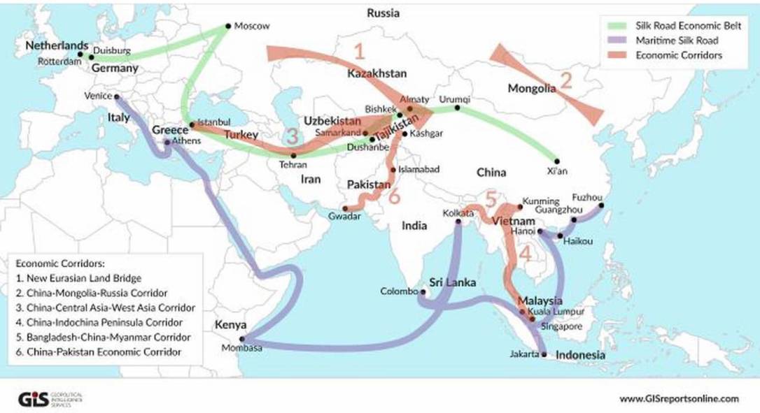 china belt and road map