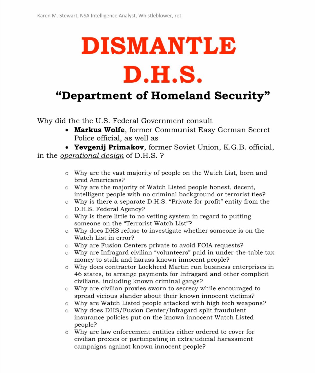 karen stewart dismantle dhs